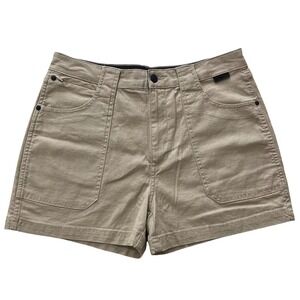 Wrangler Womens ATG Shorts Size 8 Khaki Tan Linen Blend Stretch Outdoor Hiking